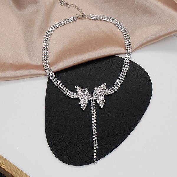 Чокер зі стразами "Stone Butterfly", срібло