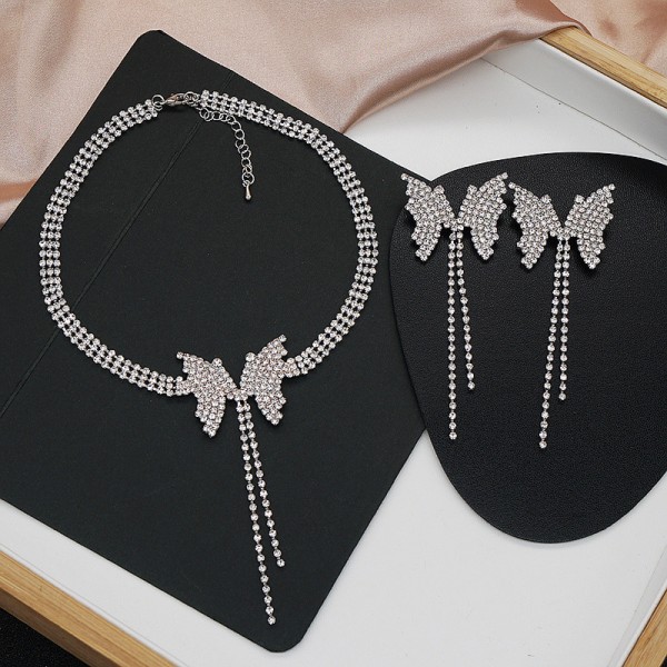 Чокер зі стразами "Stone Butterfly", срібло