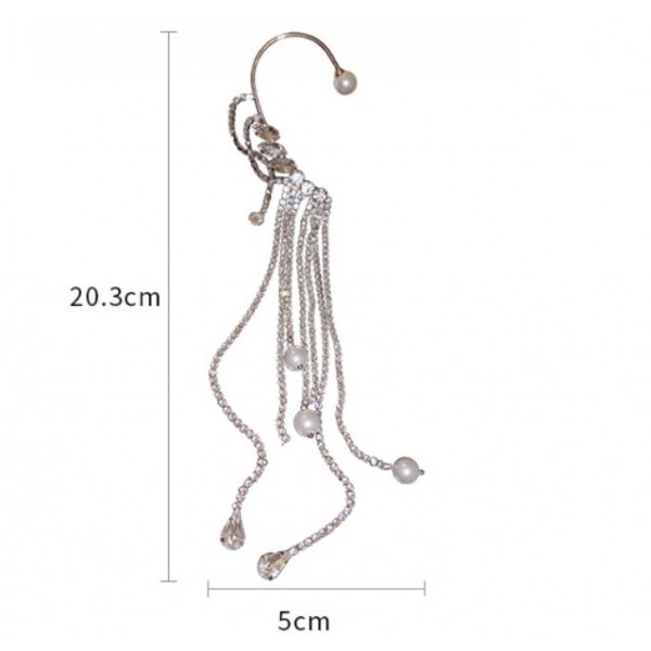 Серьга кафф зі стразами "Stone Gap" 1 шт, срібло