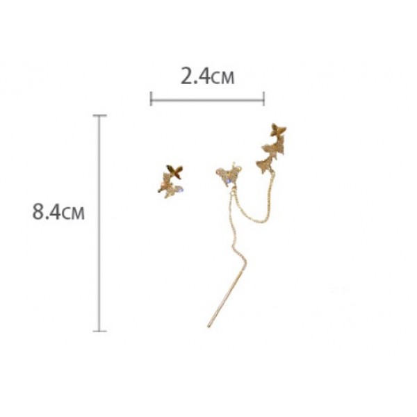 Сережка кафф зі стразами "Gold Gap", золото