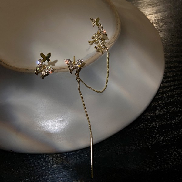 Сережка кафф зі стразами "Gold Gap", золото