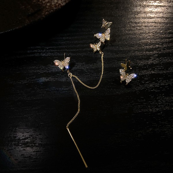 Сережка кафф зі стразами "Gold Gap", золото