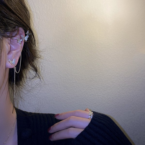 Сережка кафф зі стразами "Gold Gap", золото