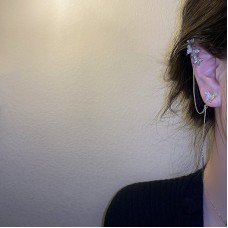 Сережка кафф зі стразами "Gold Gap", золото