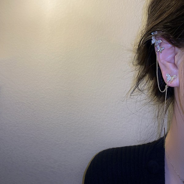 Сережка кафф зі стразами "Gold Gap", золото