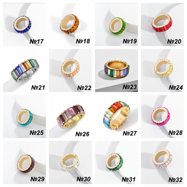 Кольцо "Rainbow Stones", размер 8, цвет золото/серебро