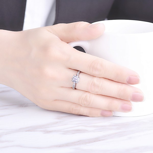 Кольцо с камнем и стразами "Accent", цвет серебро, 1 шт