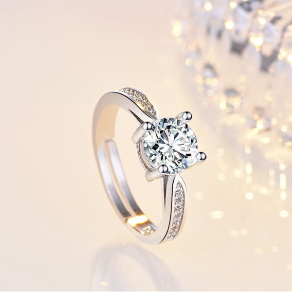 Кольцо с камнем и стразами "Accent", цвет серебро, 1 шт