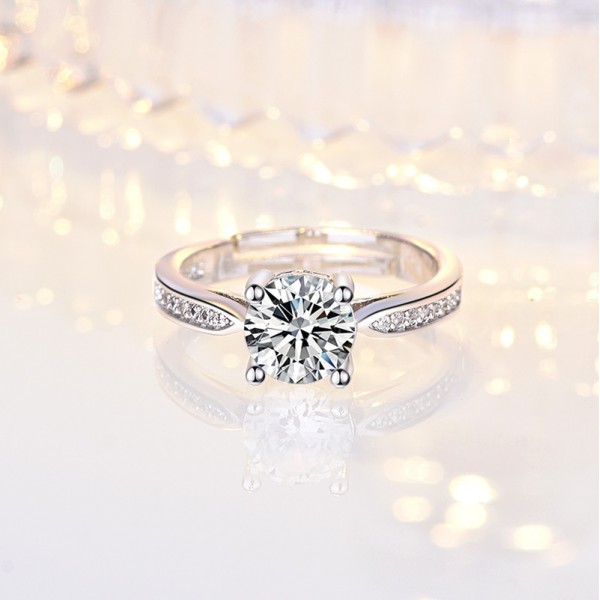 Кольцо с камнем и стразами "Accent", цвет серебро, 1 шт