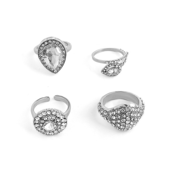 Кольца набор с камнями "Silver", цвет серебро, 4 шт