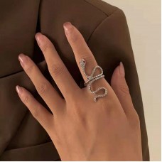 Каблучка - змійка зі стразами "Silver Snake", колір срібло, 1 шт