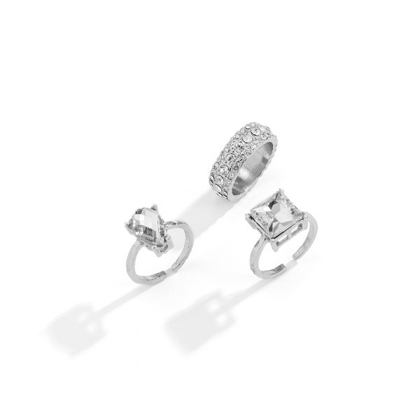 Кольца набор с камнями "FullMoon", цвет серебро, 3 шт