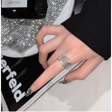 Кольцо со стразами "Placer", цвет серебро, 1 шт