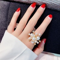 Каблучка з перлами та стразами "Dandelion", колір золото, 1 шт