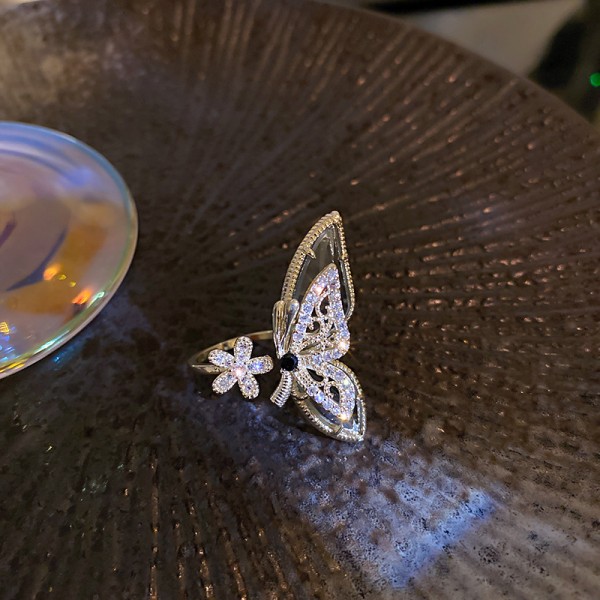 Каблучка "Метелик і Квітка", "Unique Butterfly", золото