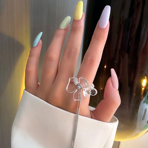 Кольцо с цепочкой и цветком "Silver Thread", серебро