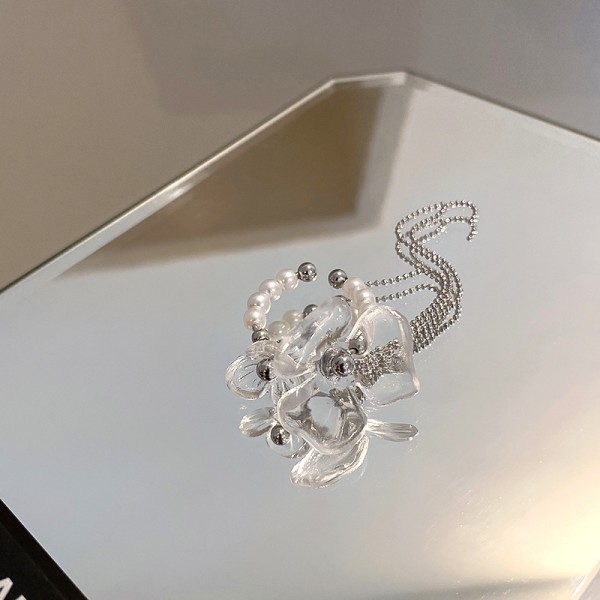 Кольцо с цепочкой и цветком "Silver Thread", серебро