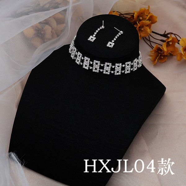 Набір: чокер зі стразами сережки "Stylish Eights", срібло