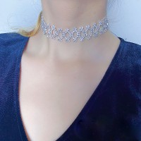 Набор: чокер со стразами + серьги "Stylish Eyes", серебро