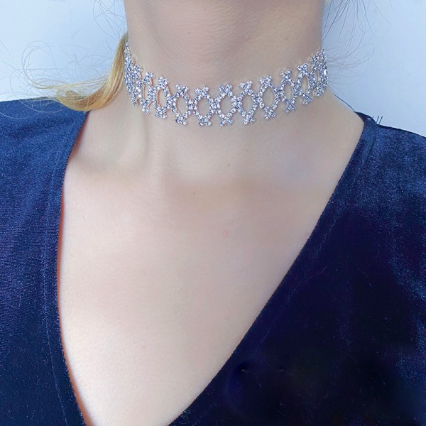 Набір: чокер зі стразами сережки "Stylish Eyes", срібло