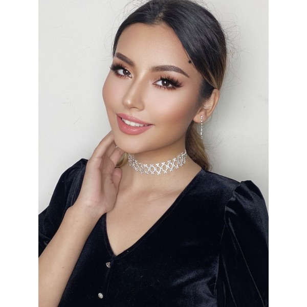 Набір: чокер зі стразами сережки "Stylish Eyes", срібло