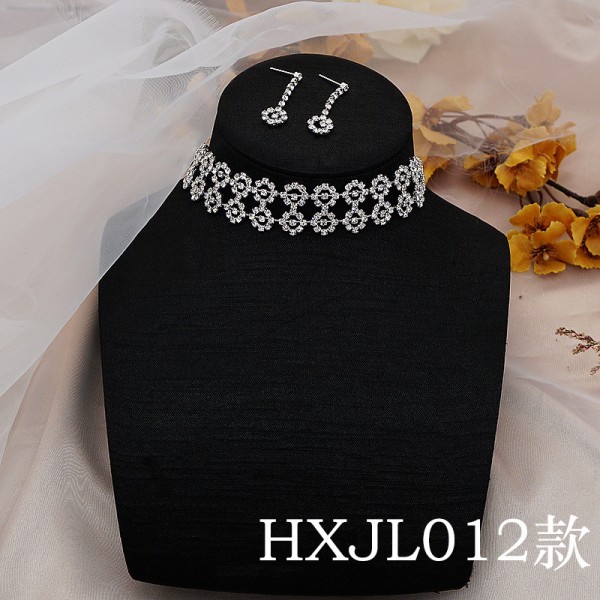 Набір: чокер зі стразами сережки "Lovely Flowers", срібло