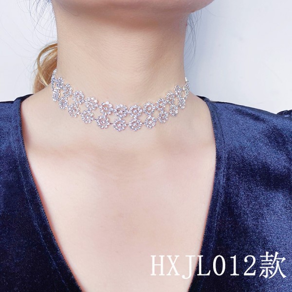 Набір: чокер зі стразами сережки "Lovely Flowers", срібло