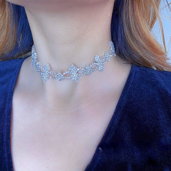 Набір: чокер зі стразами сережки "Stylish Ruby", срібло