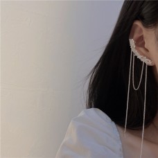 Сережка кафф з камінням стразами "Stone Gap", срібло 2 шт