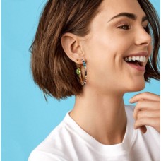 Сережки кільця зі стразами "Stones of Venus", білі/різнокольорові