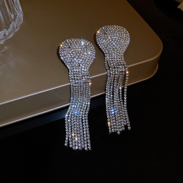 Серьги со стразами "Jellyfish", серебро