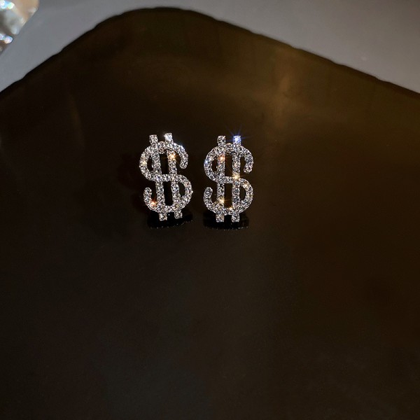 Серьги гвоздики в форме знаков доллара "Silver Money", серебро Серьги гвоздики в форме знаков доллара "Silver Money", серебро