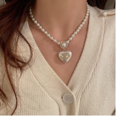 Ланцюжок із перлиною у формі серця "Cha-nel", золото