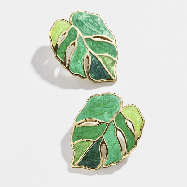 Серьги листья монстеры "Monstera Leaf", золото Серьги листья монстеры "Monstera Leaf", золото