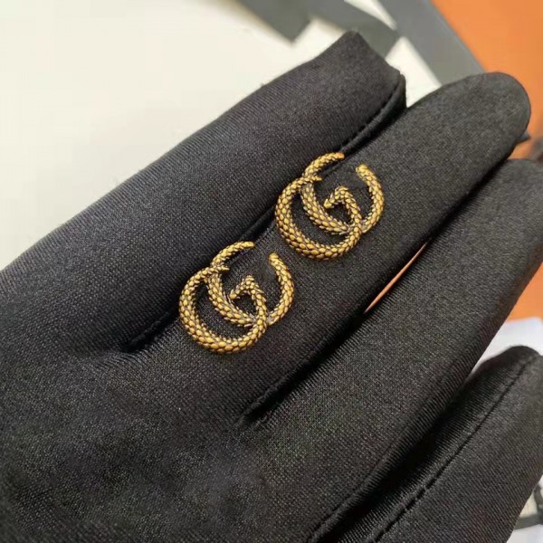 Серьги в стиле "Gucci", цвет темное золото