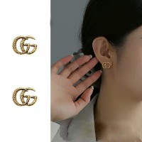 Серьги в стиле "Gucci", цвет темное золото