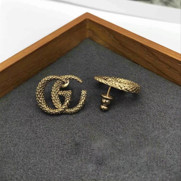 Серьги в стиле "Gucci", цвет темное золото