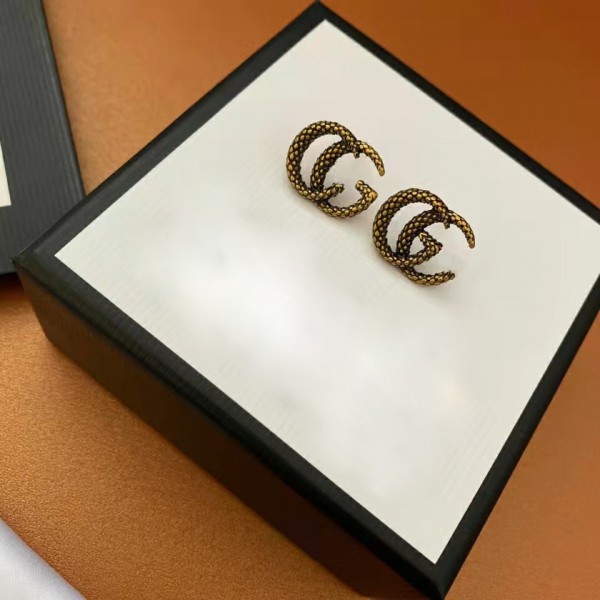 Серьги в стиле "Gucci", цвет темное золото
