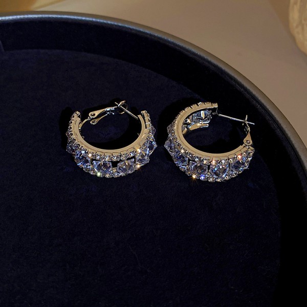 Сережки кільця зі стразами "Big Accent", срібло