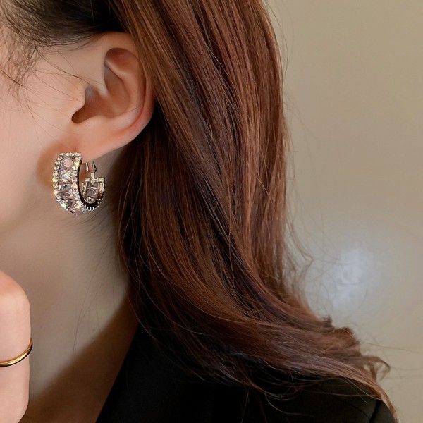 Сережки кільця зі стразами "Big Accent", срібло