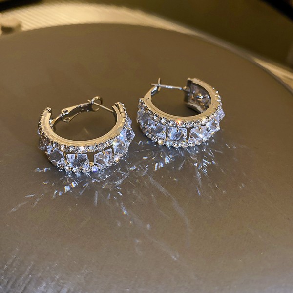 Сережки кільця зі стразами "Big Accent", срібло