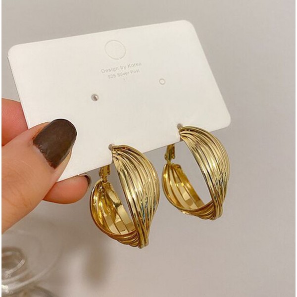 Сережки кільця зі стразами "Gold Spiral", золото