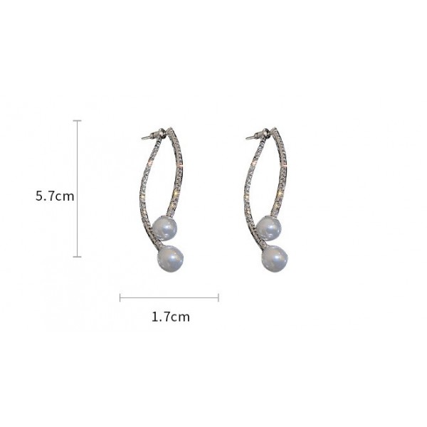 Сережки з перлами та стразами "Layered Rings", срібло Сережки з перлами та стразами "Layered Rings", срібло