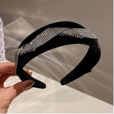Обруч для волосся оксамитовий зі стразами "BlackStone", чорний