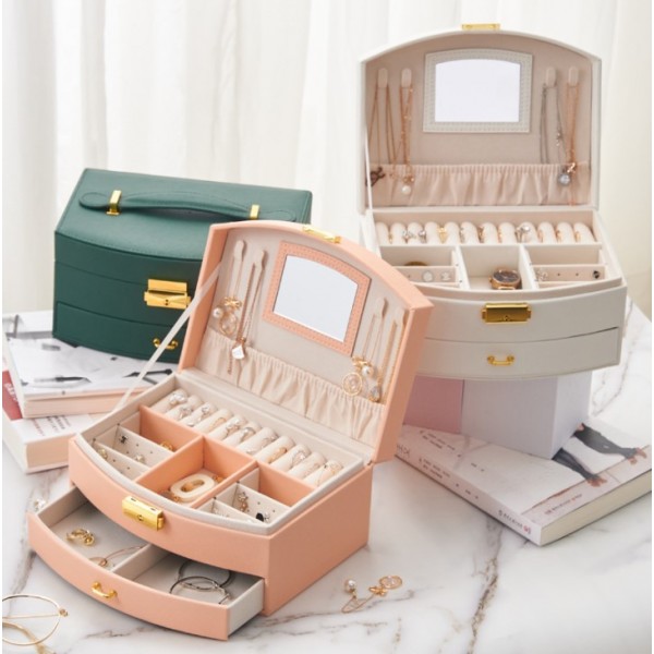 Органайзер для прикрас двоярусний на ключику 20×16×10 см, шкатулка для прикрас