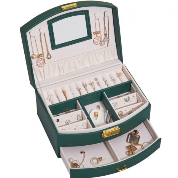 Органайзер для прикрас двоярусний на ключику 20×16×10 см, шкатулка для прикрас