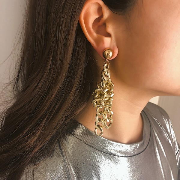 Серьги с крупными звеньями "Chain knot", 1 пара