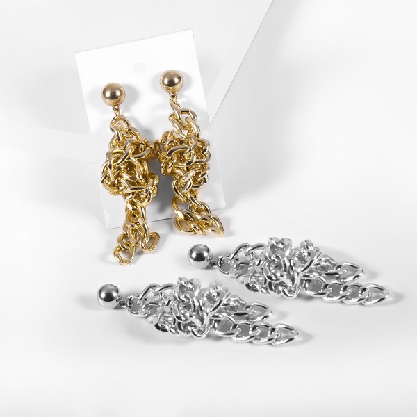 Серьги с крупными звеньями "Chain knot", 1 пара