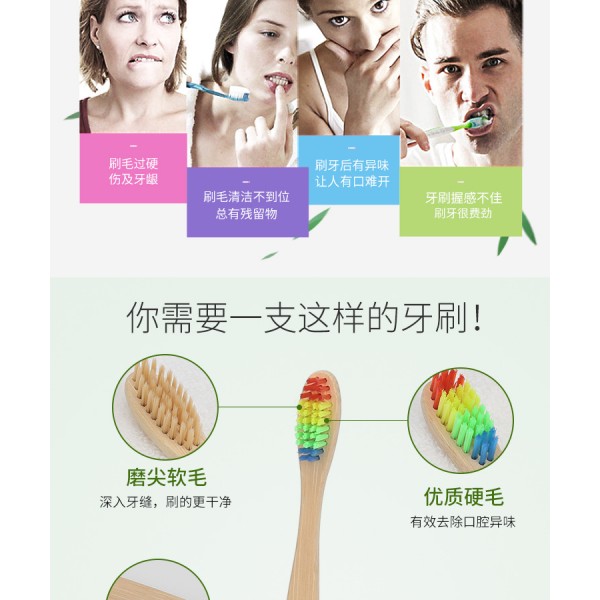 Зубна щітка, з натурального бамбука, м'яка, вугільна, 1 шт