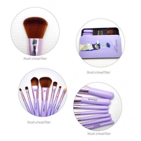 Набір пензлів для макіяжу BIOAQUA, в металевому кейсі, 7 шт